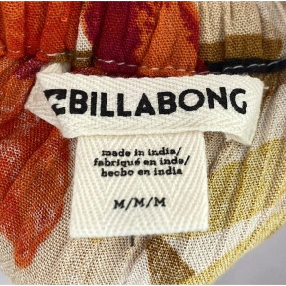 Billabong Romper M Orange Gold Floral Print Tube Belt Tie Retro 70s - Picture 4 of 7